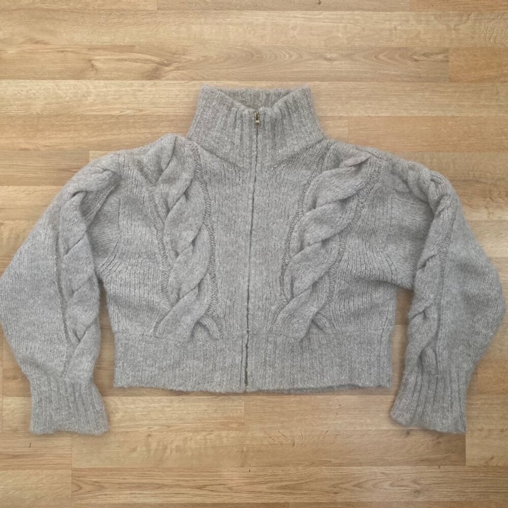 OZMA Finley Zip Up Cable Sweater (XS/S)